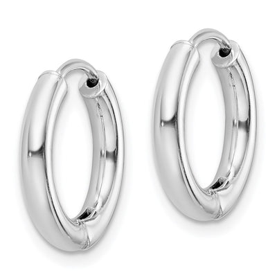 Sterling Silver Rhodium-plated Polished Hollow Hinged Hoop Earrings, 15 x 13mm