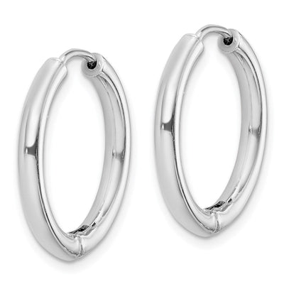 Sterling Silver Rhodium-plated Polished Hollow Hinged Hoop Earrings, 21 x 20mm