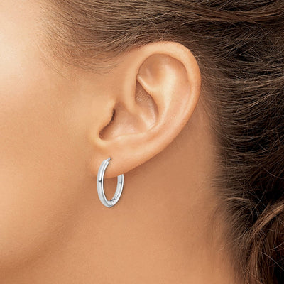 Sterling Silver Rhodium-plated Polished Hollow Hinged Hoop Earrings, 21 x 20mm