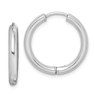 Sterling Silver Rhodium-plated Polished Hollow Hinged Hoop Earrings (Style QE8499)