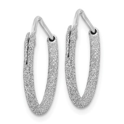 Sterling Silver Rhodium-plated Laser Cut Endless Hoop Earrings, 20 x 2mm