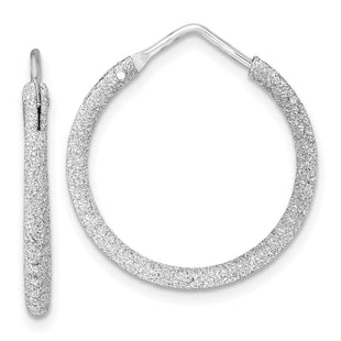 Sterling Silver Rhodium-plated Laser Cut Endless Hoop Earrings (Style QE8564)