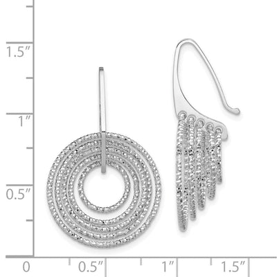 Sterling Silver Rhodium Plated D/C Circles Dangle Earrings, 31 x 20mm