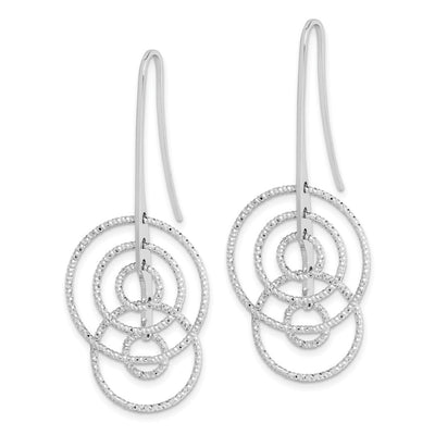 Sterling Silver Rhodium Plated D/C Circles Dangle Earrings, 50 x 20mm