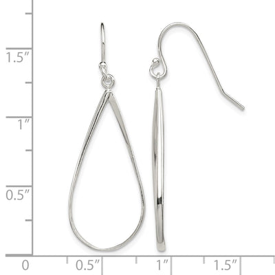 Sterling Silver Polished Teardrop Dangle Earrings, 41 x 15mm