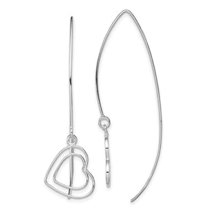 Sterling Silver Rhodium-plated Heart Threader Earrings (Style QE9075)
