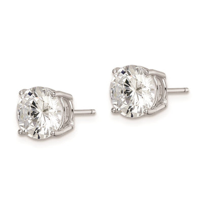 Sterling Silver Rhodium-plated Polished Round CZ Stud Earrings, 8 x 8mm
