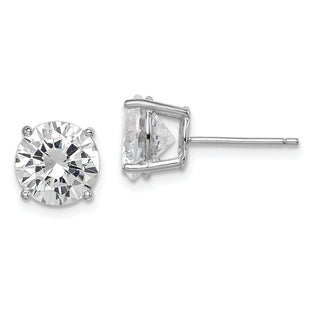 Sterling Silver Rhodium-plated Polished Round CZ Stud Earrings (Style QE9098)