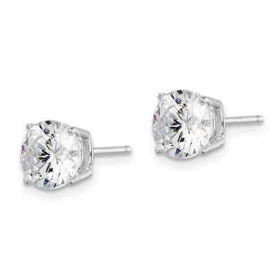 Sterling Silver Rhodium-plated Polished Round CZ Stud Earrings, 7 x 7mm
