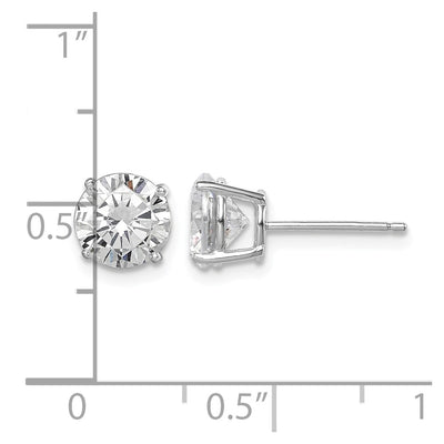 Sterling Silver Rhodium-plated Polished Round CZ Stud Earrings, 7 x 7mm