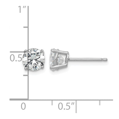 Sterling Silver Rhodium-plated Polished Round CZ Stud Earrings, 6 x 6mm