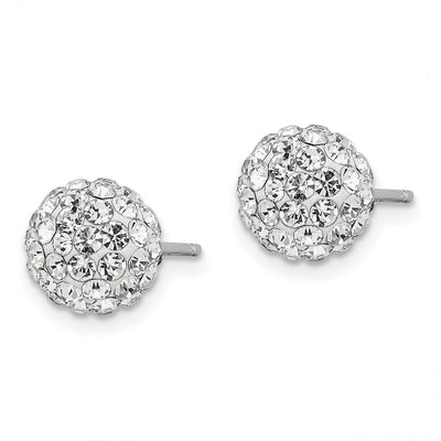 Sterling Silver Rhodium-plated Post White Czech Crystal Earrings