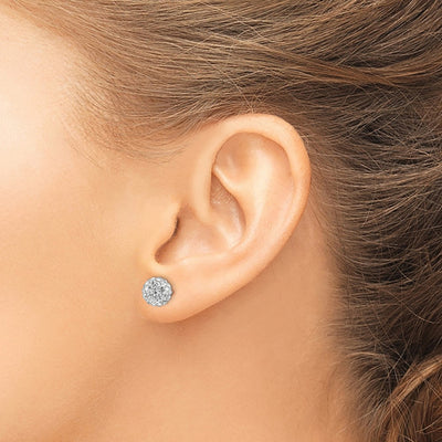 Sterling Silver Rhodium-plated Post White Czech Crystal Earrings