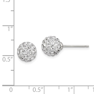 Sterling Silver Rhodium-plated Post White Czech Crystal Earrings