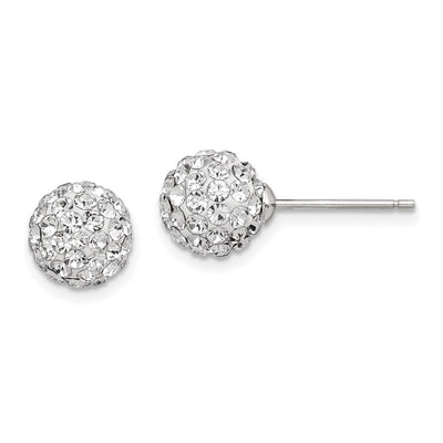 Sterling Silver Rhodium-plated Post White Czech Crystal Earrings
