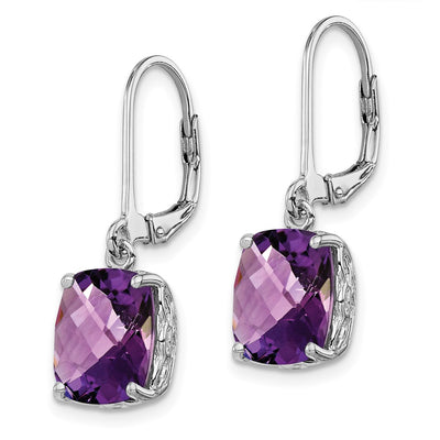 Sterling Silver Rhodium-plated Amethyst Earrings, 26 x 8mm