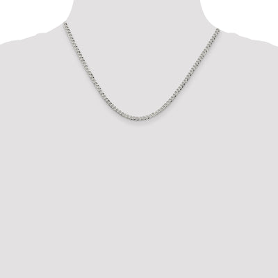 Sterling Silver Beveled Curb Chain, 18 x 3.2mm