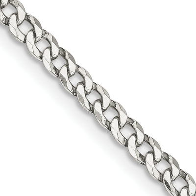 Sterling Silver Beveled Curb Chain, 18 x 3.2mm