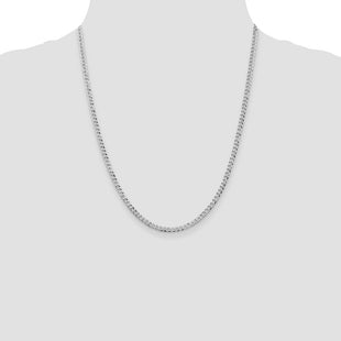 Sterling Silver Rhodium-plated Beveled Curb Chain