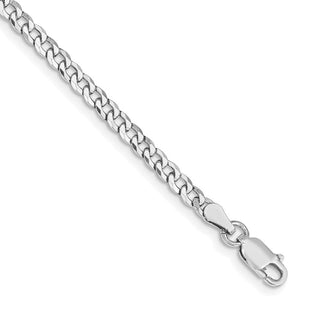 Sterling Silver Rhodium-plated Beveled Curb Chain