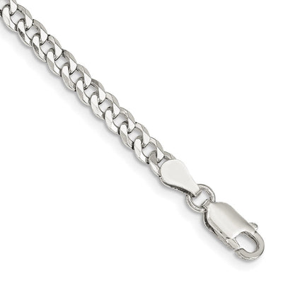 Sterling Silver Beveled Curb Bracelet, 8 x 4mm