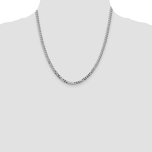 Sterling Silver Rhodium-plated Beveled Curb Chain