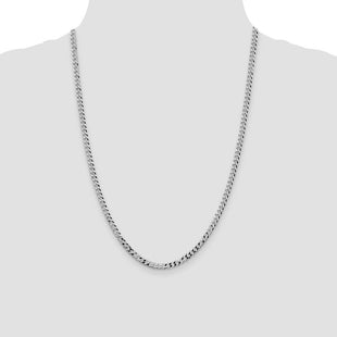 Sterling Silver Rhodium-plated Beveled Curb Chain