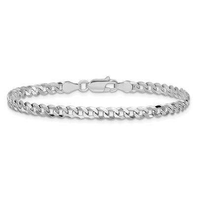 Sterling Silver Rhodium-plated Beveled Curb Chain, 8 x 4mm
