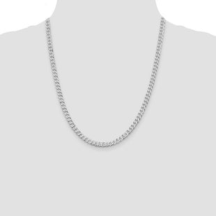 Sterling Silver Rhodium-plated Beveled Curb Chain