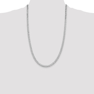 Sterling Silver Rhodium-plated Beveled Curb Chain