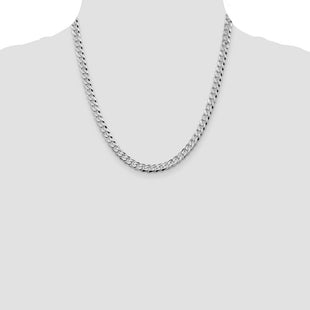 Sterling Silver Rhodium-plated Beveled Curb Chain