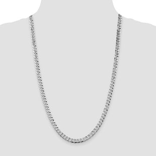 Sterling Silver Rhodium-plated Beveled Curb Chain