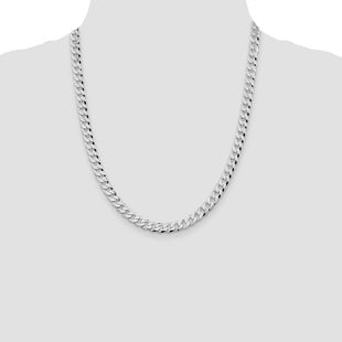 Sterling Silver Rhodium-plated Beveled Curb Chain (Style QFB180R-22)