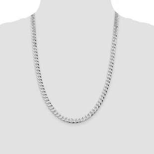 Sterling Silver Rhodium-plated Beveled Curb Chain (Style QFB180R-24)