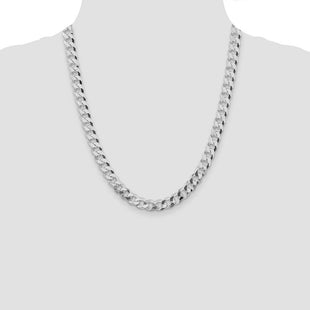 Sterling Silver Rhodium-plated Beveled Curb Chain
