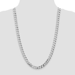 Sterling Silver Rhodium-plated Beveled Curb Chain