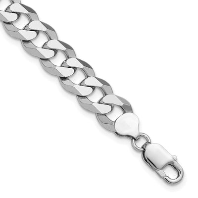 Sterling Silver Rhodium-plated Beveled Curb Chain, 8 x 10.6mm