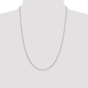Sterling Silver Elongated Open Link Chain (Style QFC155-24)