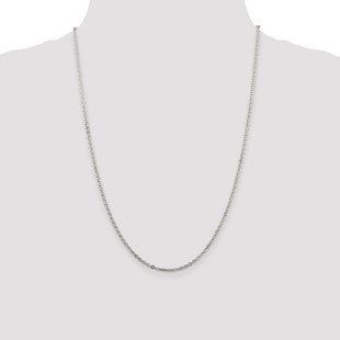 Sterling Silver Flat Link Cable Chain (Style QFC196-24)
