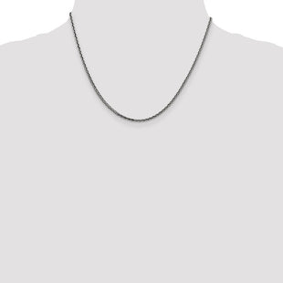 Sterling Silver Antiqued Solid Square Spiga Chain (Style QFC206-18)