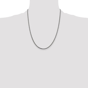 Sterling Silver Antiqued Solid Square Spiga Chain (Style QFC206-22)
