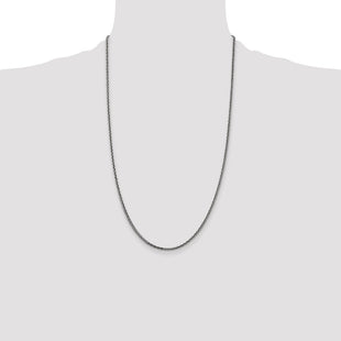 Sterling Silver Antiqued Solid Square Spiga Chain (Style QFC206-26)