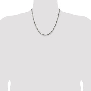Sterling Silver Antiqued Round Box Chain (Style QFC216-20)