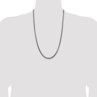 Sterling Silver Antiqued Round Box Chain (Style QFC217-26)