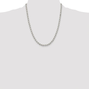Sterling Silver Rhodium-plated Diamond-cut Rolo Chain (Style QFC50R-22)