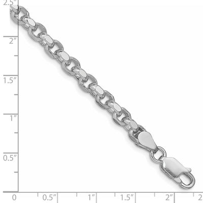 Sterling Silver Rhodium-plated Diamond-cut Rolo Bracelet, 7 x 4mm