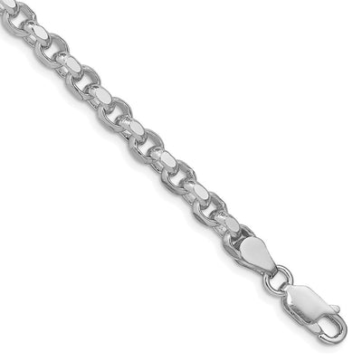 Sterling Silver Rhodium-plated Diamond-cut Rolo Bracelet, 7 x 4mm