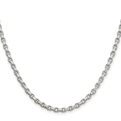 Sterling Silver Rhodium-plated Diamond-cut Rolo Chain, 16 x 3.5mm