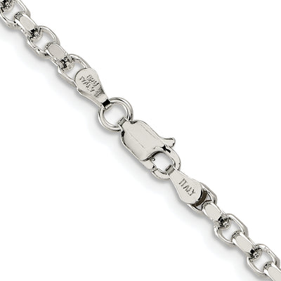 Sterling Silver Rhodium-plated Diamond-cut Rolo Chain, 16 x 3.5mm