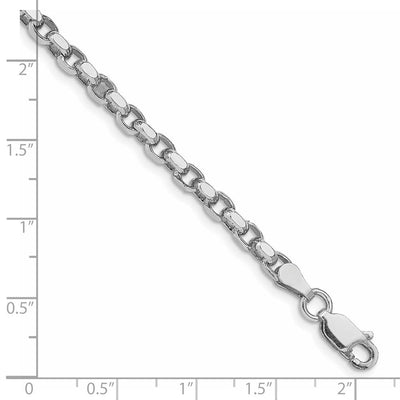 Sterling Silver Rhodium-plated Diamond-cut Rolo Bracelet, 7 x 3.5mm